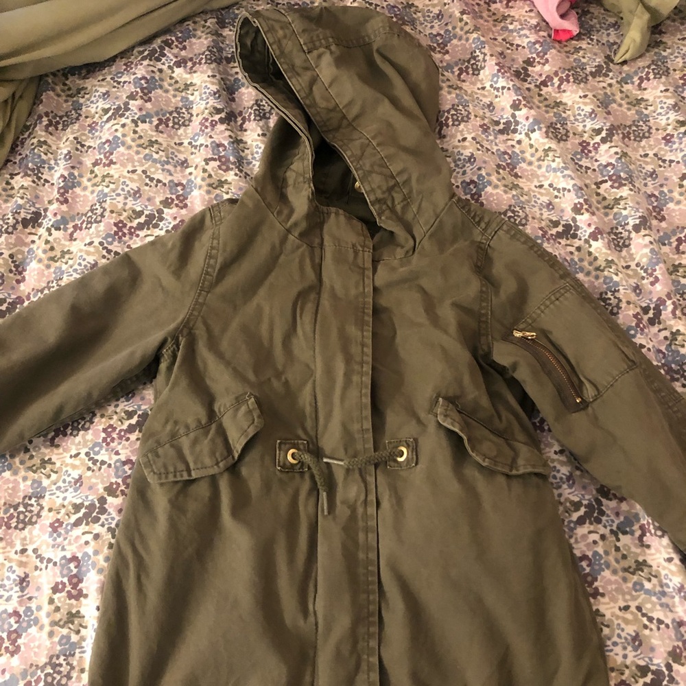 Olive green Utility Jacket 🧥 jacket Girls (4T)